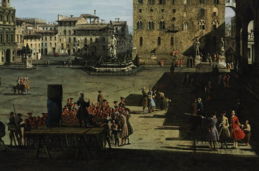Piazza della Signoria in Florence (detail) - Bernardo Bellotto