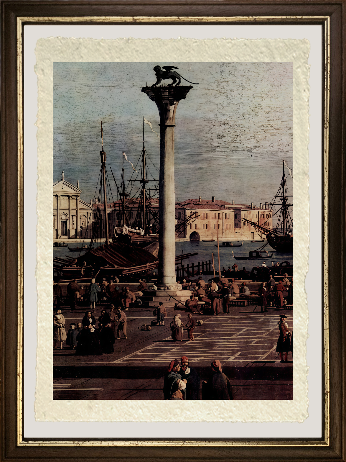 Dettaglio de La Piazzetta di Giovanni Antonio Canal detto Canaletto su carta Amalfi