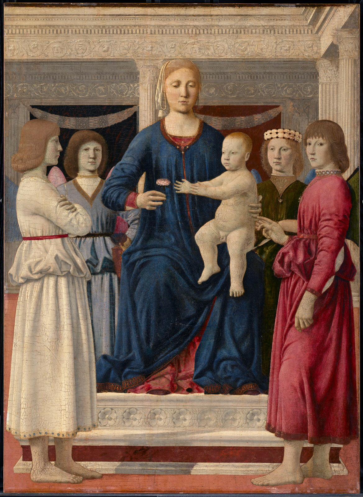 La Madonna col Bambino e quattro angeli  - Piero della Francesca su carta Amalfi