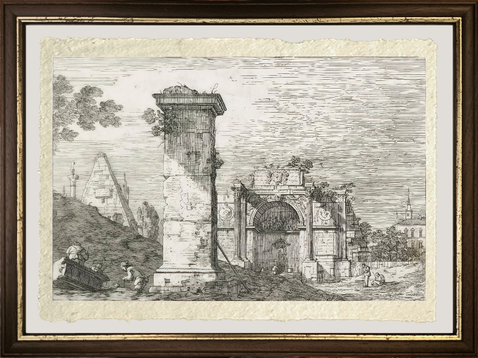 Dettaglio di Le Pilier isolé di Giovanni Antonio Canal detto Canaletto su carta Amalfi