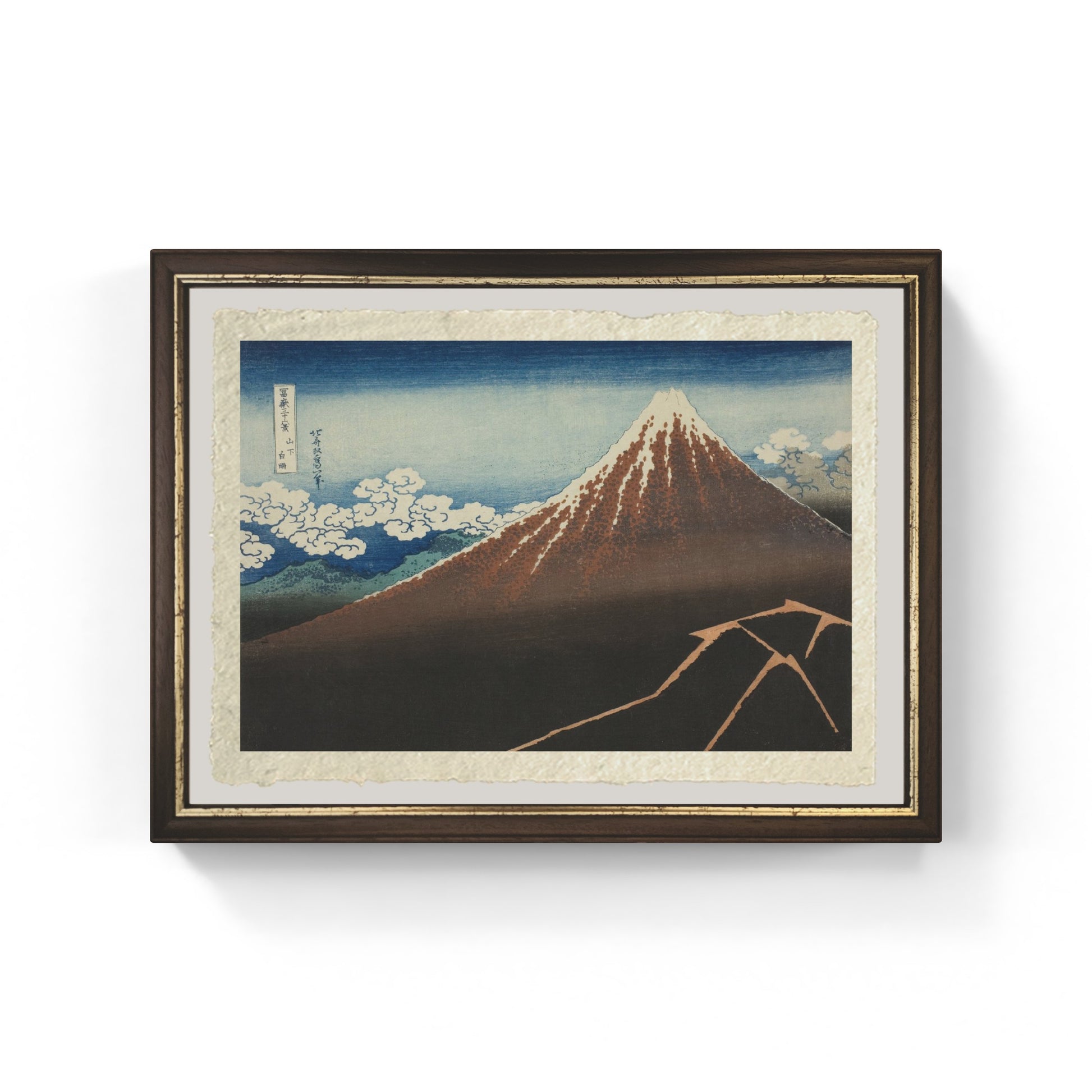 Riproduzione su carta Amalfi dell’opera Pioggia sotto la vetta di Katsushika Hokusai