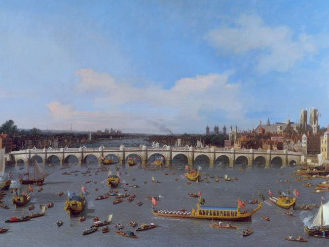 Ponte di Westminster, con la processione del sindaco sul Tamigi - Giovanni Antonio Canal detto Canaletto