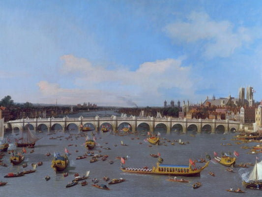 Ponte di Westminster, con la processione del sindaco sul Tamigi - Giovanni Antonio Canal detto Canaletto