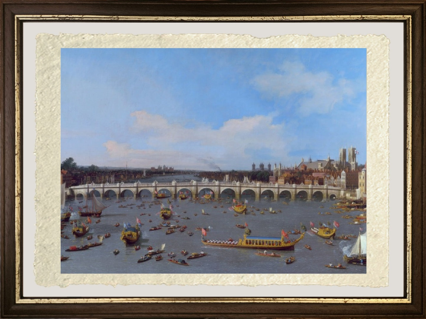 Ponte di Westminster, con la processione del sindaco sul Tamigi - Giovanni Antonio Canal detto Canaletto