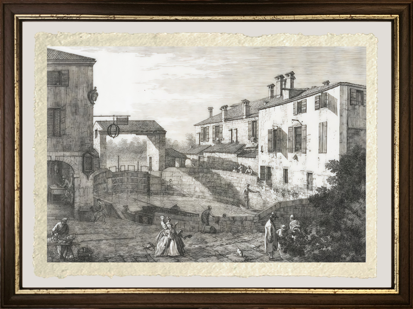 Dettaglio de Le Porte del Dolo di Giovanni Antonio Canal detto Canaletto su carta Amalfi