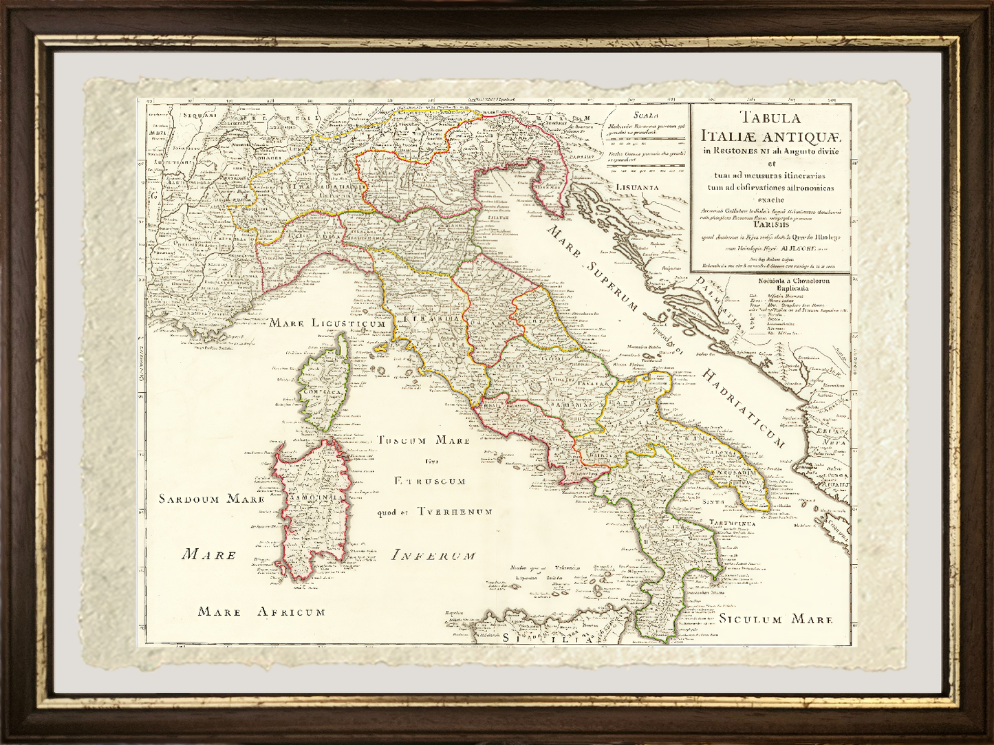 Rare map of Roman Italy with the Augustan regions by Philippe Buache
