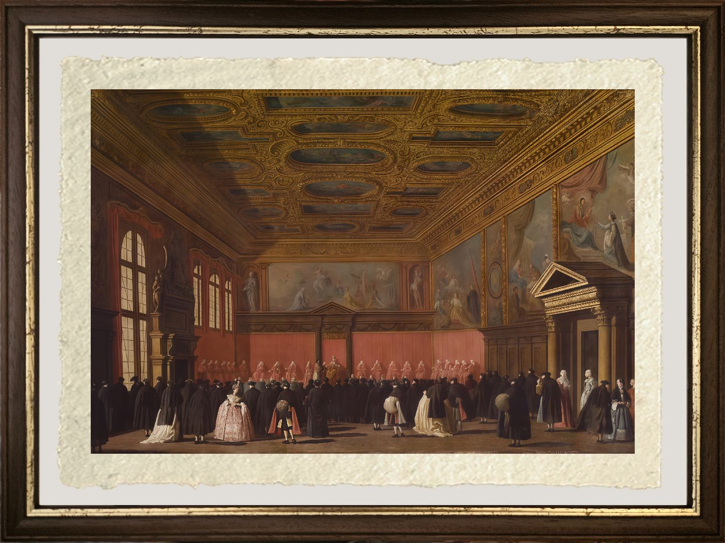 Dettaglio di Ricevimento degli ambasciatori stranieri di Giovanni Antonio Canal detto Canaletto su carta Amalfi