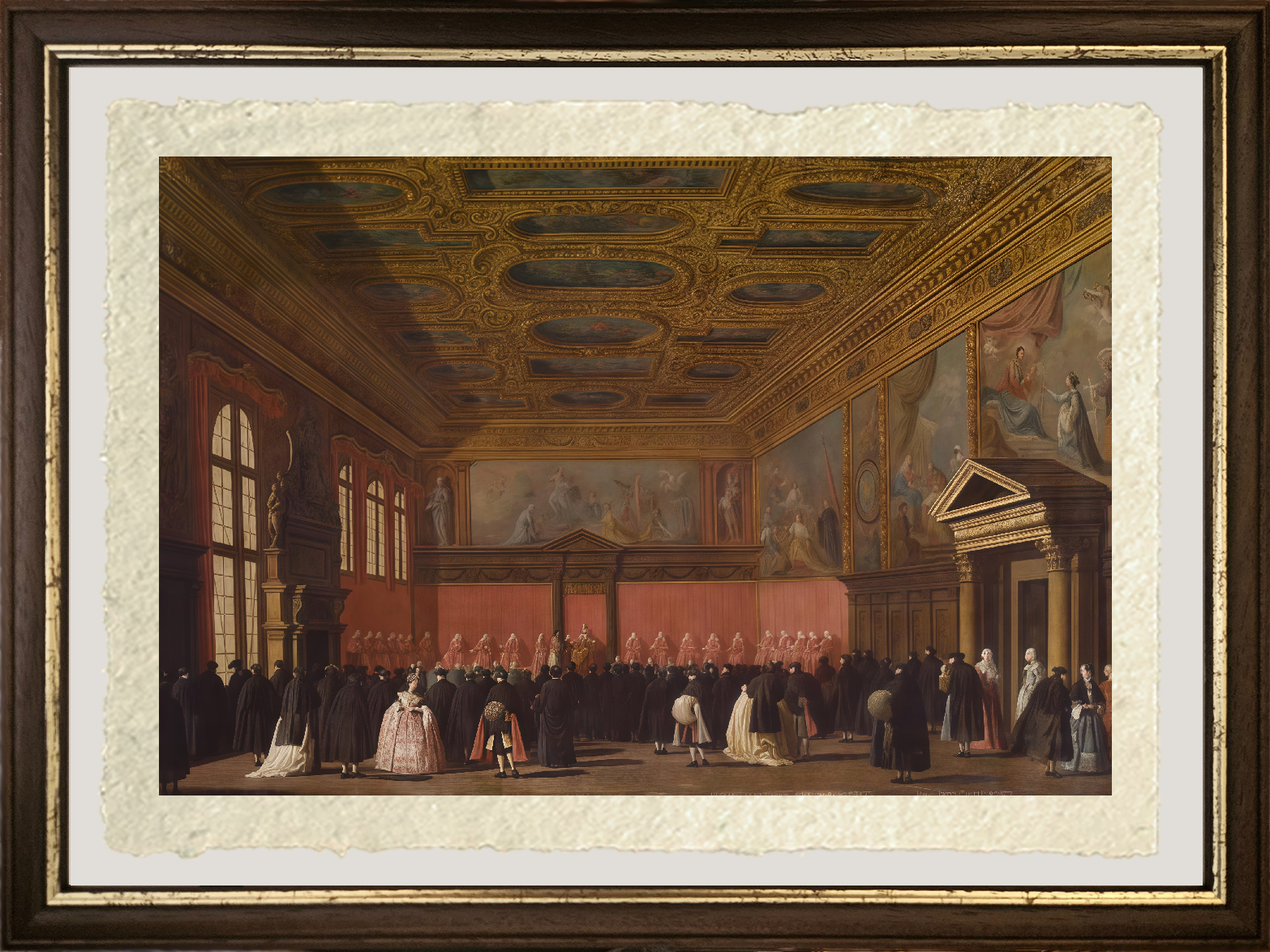 Dettaglio di Ricevimento degli ambasciatori stranieri di Giovanni Antonio Canal detto Canaletto su carta Amalfi