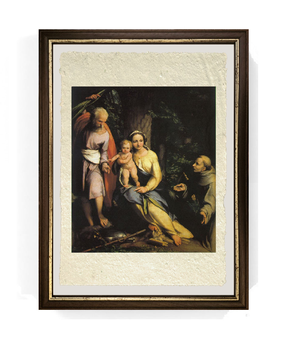 Riposo in Egitto con san Francesco - Correggio - Antonio Allegri su pregiata carta Amalfi