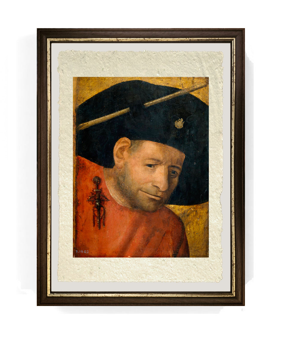 Ritratto di alabardiere di Hieronymus Bosch su pregiata carta Amalfi