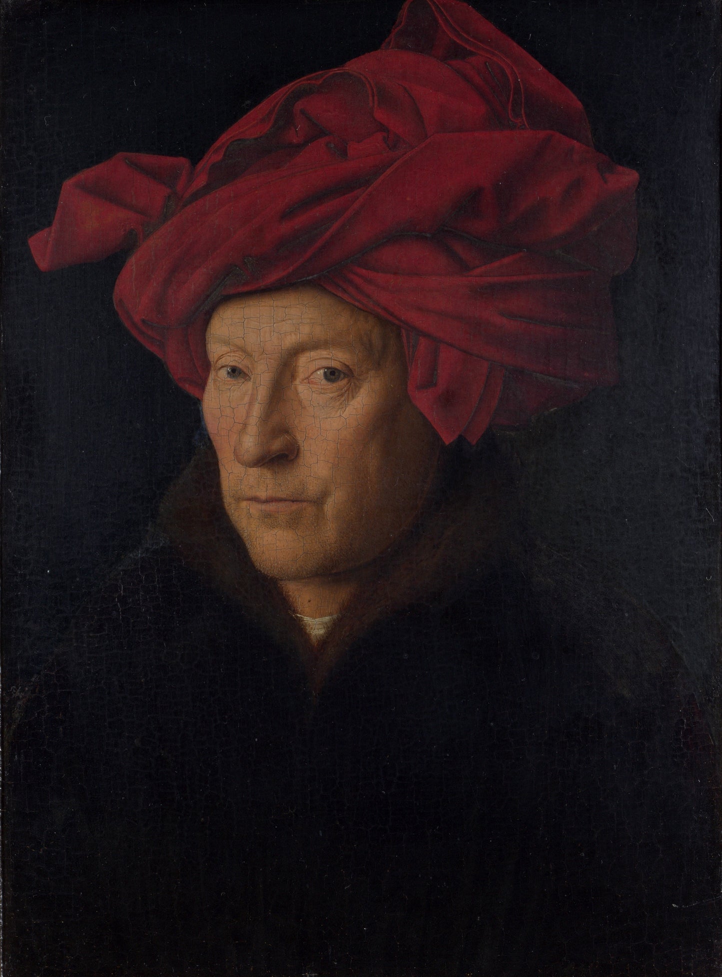 Ritratto di uomo con turbante rosso - Jan van Eyck su pregiata carta Amalfi