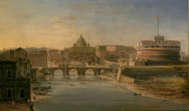 Roma vista sul Tevere verso sud con Castel Sant'Angelo e la Basilica di San Pietro in lontananza - Gaspare Vanvitelli - Gaspar van Wittel