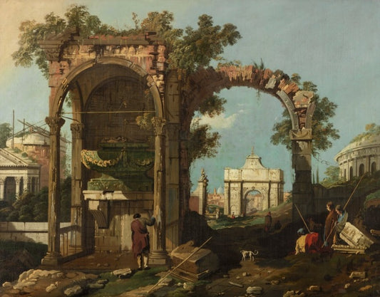 Rovine e figure, periferia di Roma vicino alla Tomba di Cecilia Metella - Bernardo Bellotto