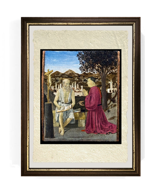 San Girolamo e il donatore Girolamo Amadi  - Piero della Francesca su carta Amalfi