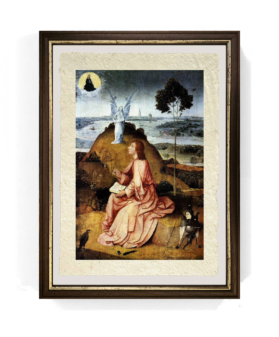 San Giovanni a Patmos e storie della Passione di Hieronymus Bosch su pregiata carta Amalfi