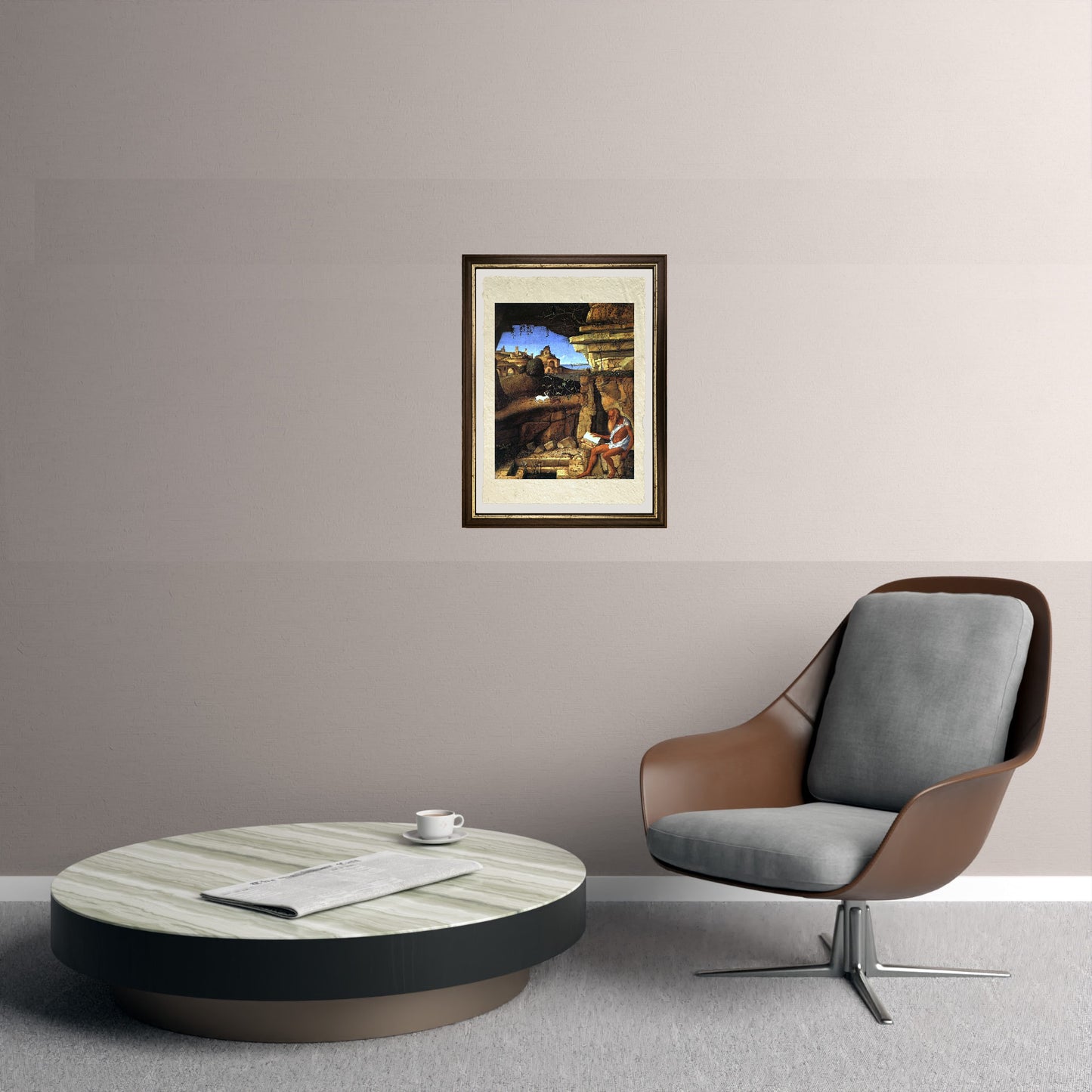 San Girolamo leggente nel deserto - Giovanni Bellini su pregiata carta Amalfi