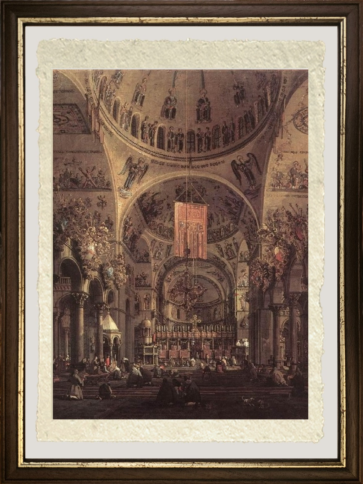 Dettaglio su carta Amalfi di Basilica di San Marco dall'interno di Giovanni Antonio Canal detto Canaletto