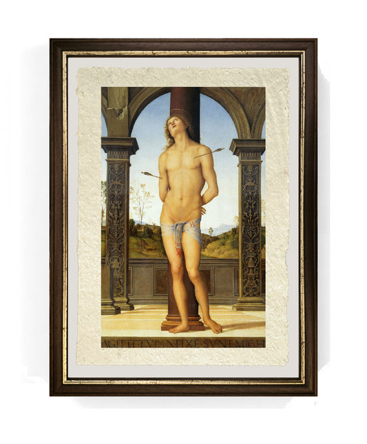 San Sebastiano - Perugino - Pietro Vannucci su pregiata carta Amalfi
