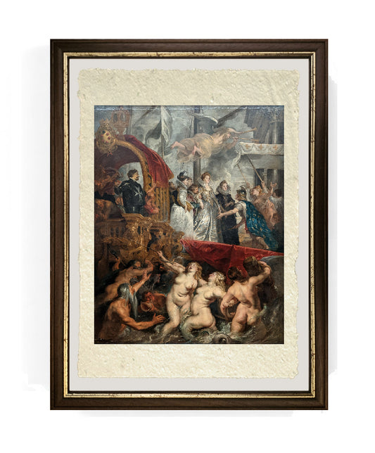 Sbarco di Maria de' Medici a Marsiglia -  Peter Paul Rubens su pregiata carta Amalfi