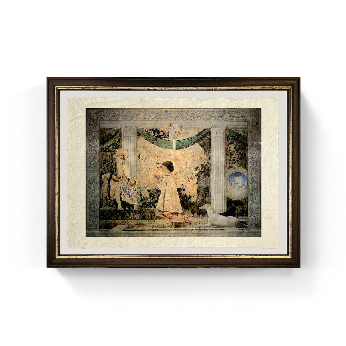 Sigismondo Pandolfo Malatesta in preghiera davanti a San Sigismondo - Piero della Francesca su carta Amalfi