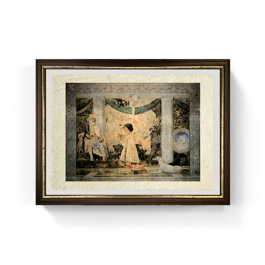 Sigismondo Pandolfo Malatesta in preghiera davanti a San Sigismondo - Piero della Francesca su carta Amalfi