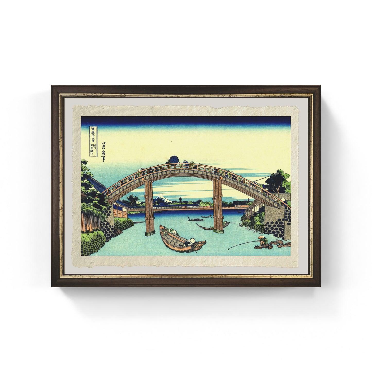 Riproduzione su carta Amalfi Sotto il ponte Mannen a Fukagawa di Katsushika Hokusai