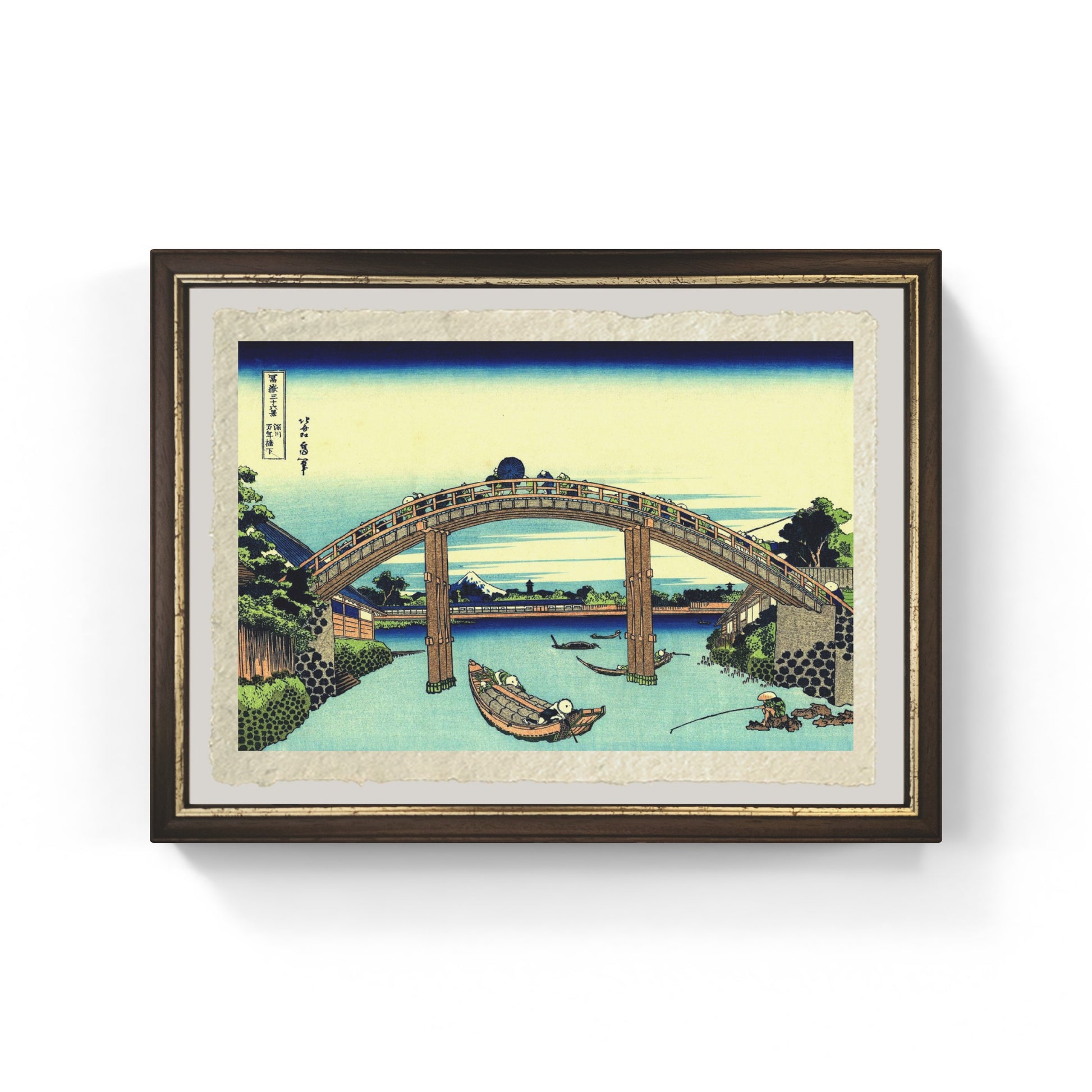 Riproduzione su carta Amalfi Sotto il ponte Mannen a Fukagawa di Katsushika Hokusai