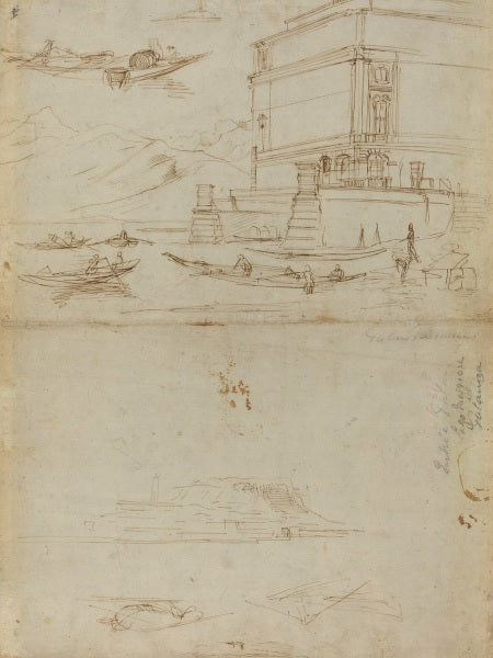 Studies of Lake Maggiore and the Entrance to a Palace - Gaspare Vanvitelli - Gaspar van Wittel