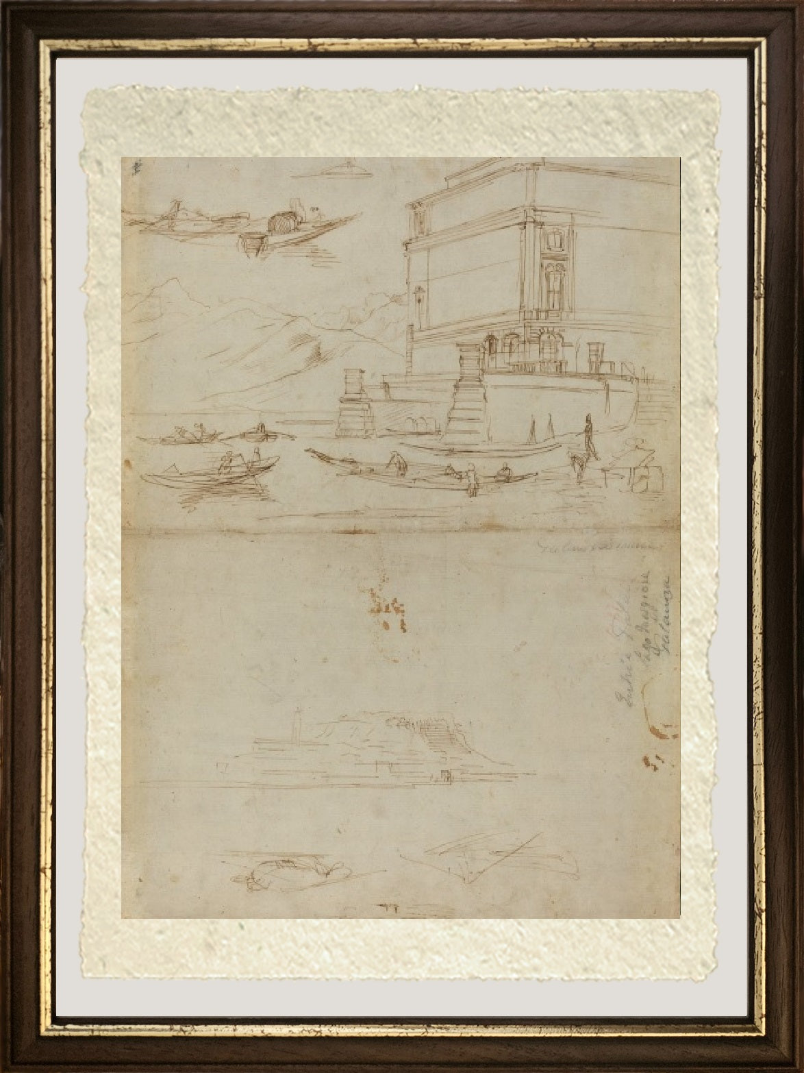 Studies of Lake Maggiore and the Entrance to a Palace - Gaspare Vanvitelli - Gaspar van Wittel