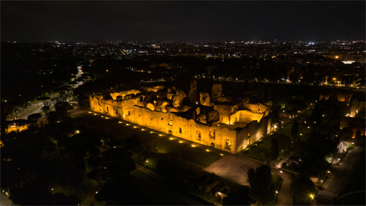 Baths of Caracalla at night, Rome