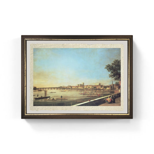 Il Tamigi a Westminster e Whitehall dalla terrazza di Somerset House di Giovanni Antonio Canal detto Canaletto su carta Amalfi