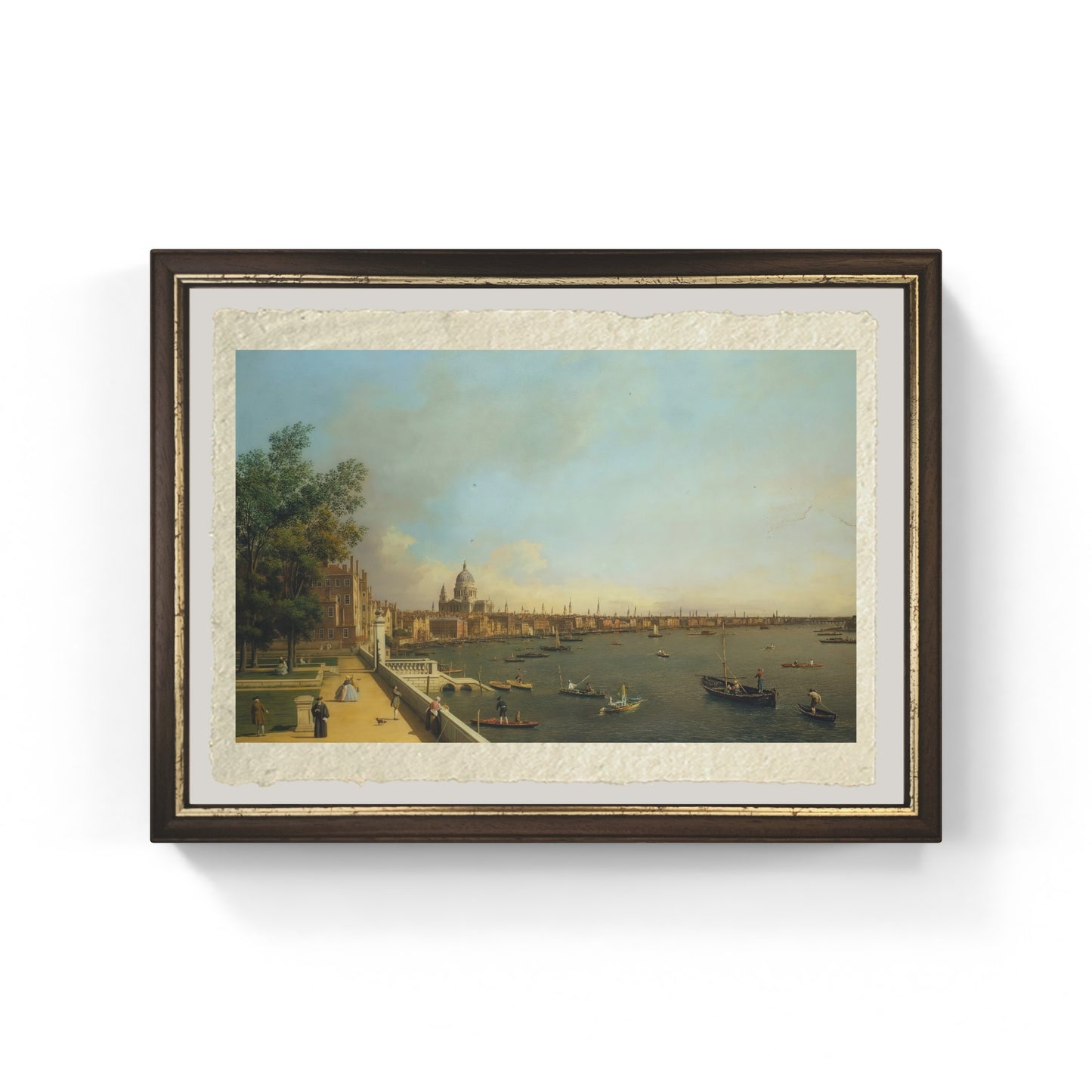 Il Tamigi dalla terrazza di Somerset House di Giovanni Antonio Canal detto Canaletto su carta Amalfi