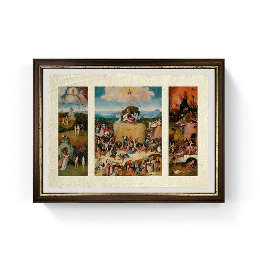 Trittico del carro di fieno di Hieronymus Bosch su pregiata carta Amalfi
