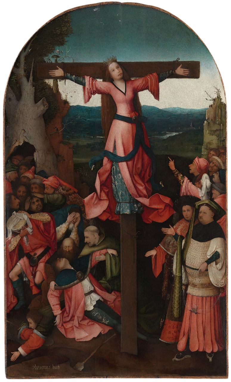 Trittico della martire crocifissa (centrale) di Hieronymus Bosch su pregiata carta Amalfi
