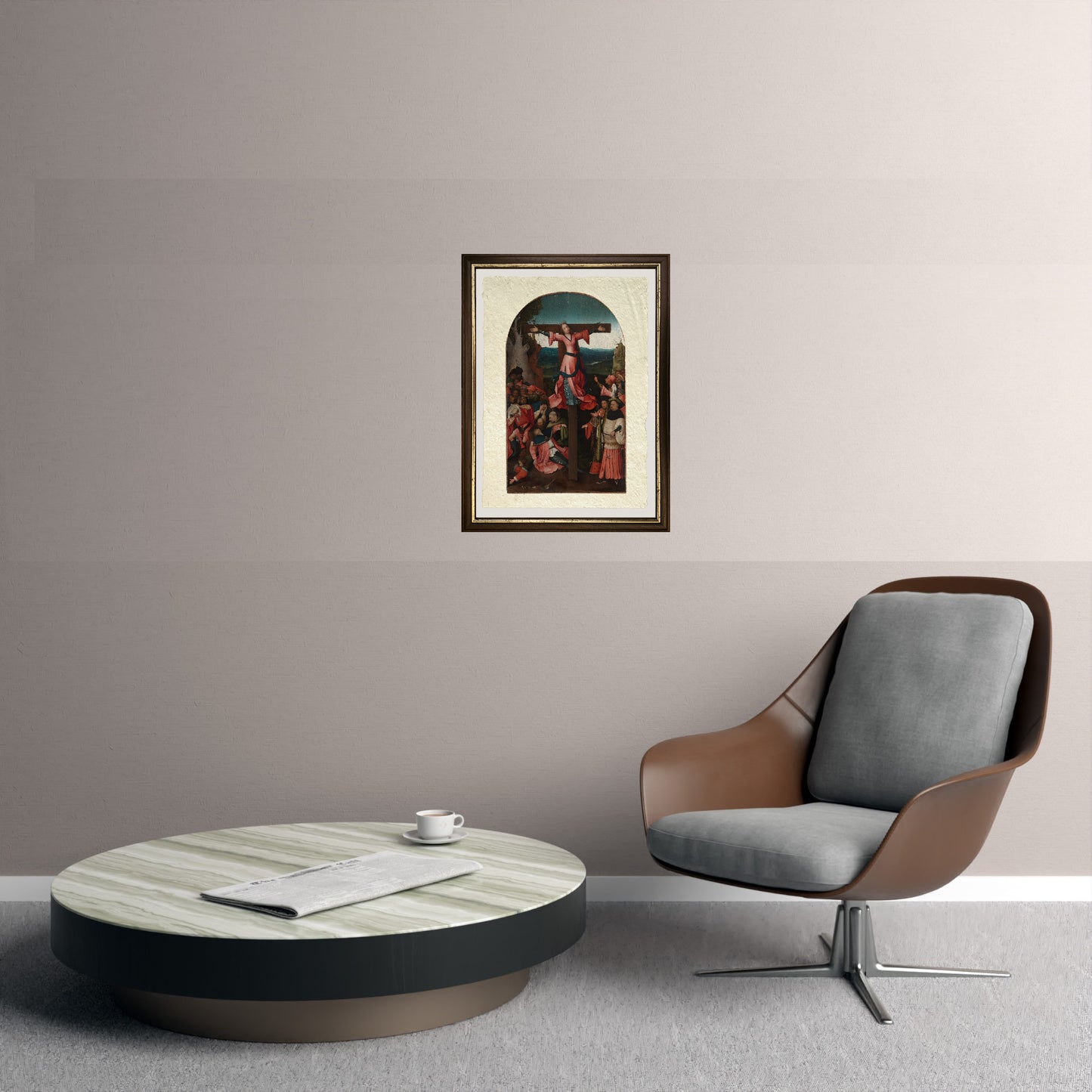 Trittico della martire crocifissa (centrale) di Hieronymus Bosch su pregiata carta Amalfi