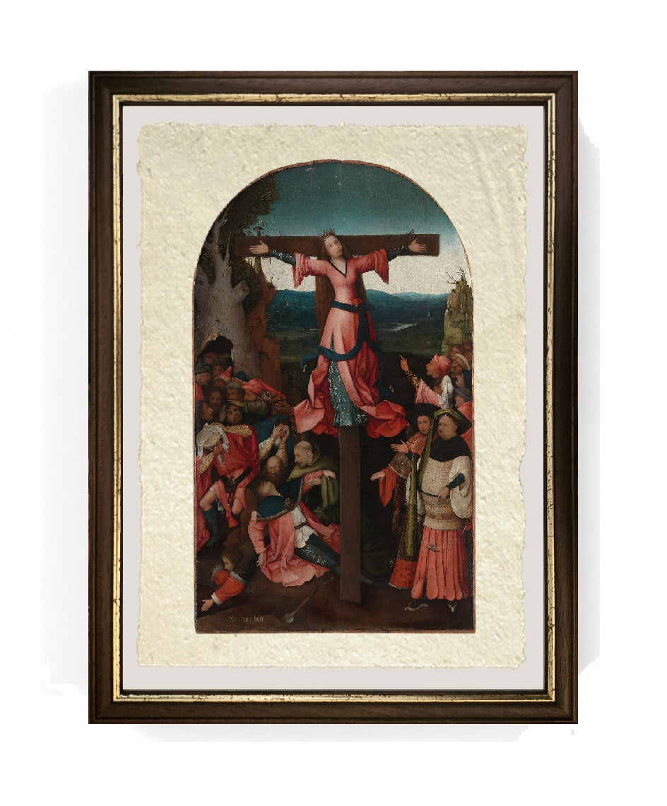 Trittico della martire crocifissa (centrale) di Hieronymus Bosch su pregiata carta Amalfi