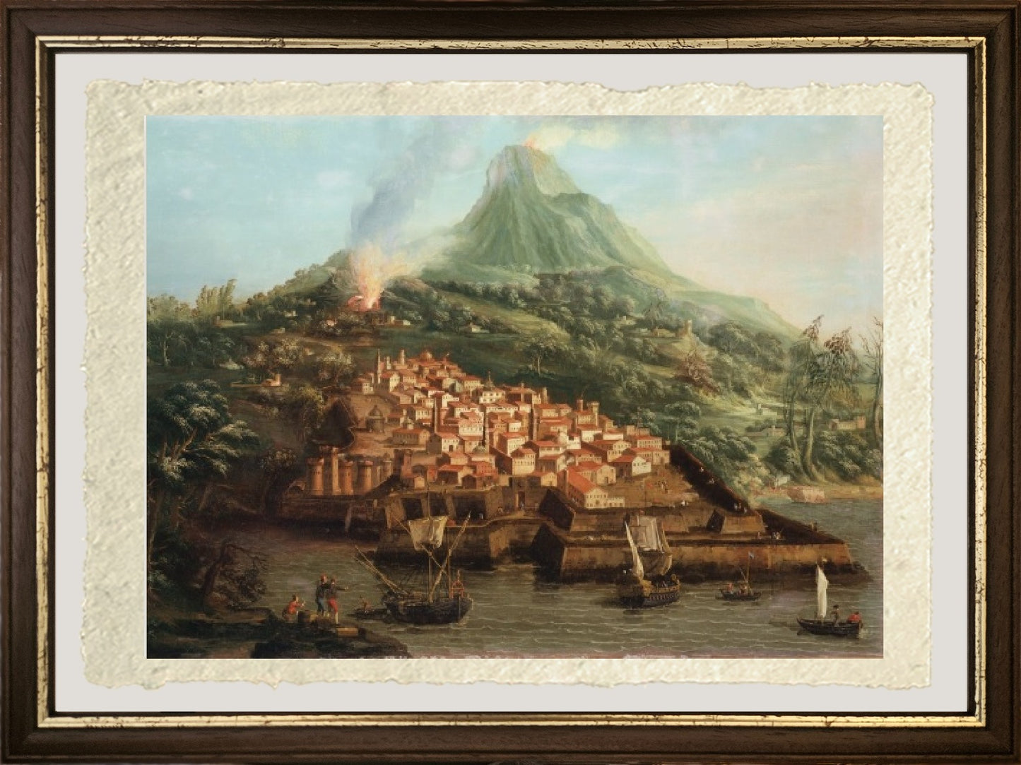 A volcanic island with a port and ships - Giovanni Antonio Canal known as Canaletto