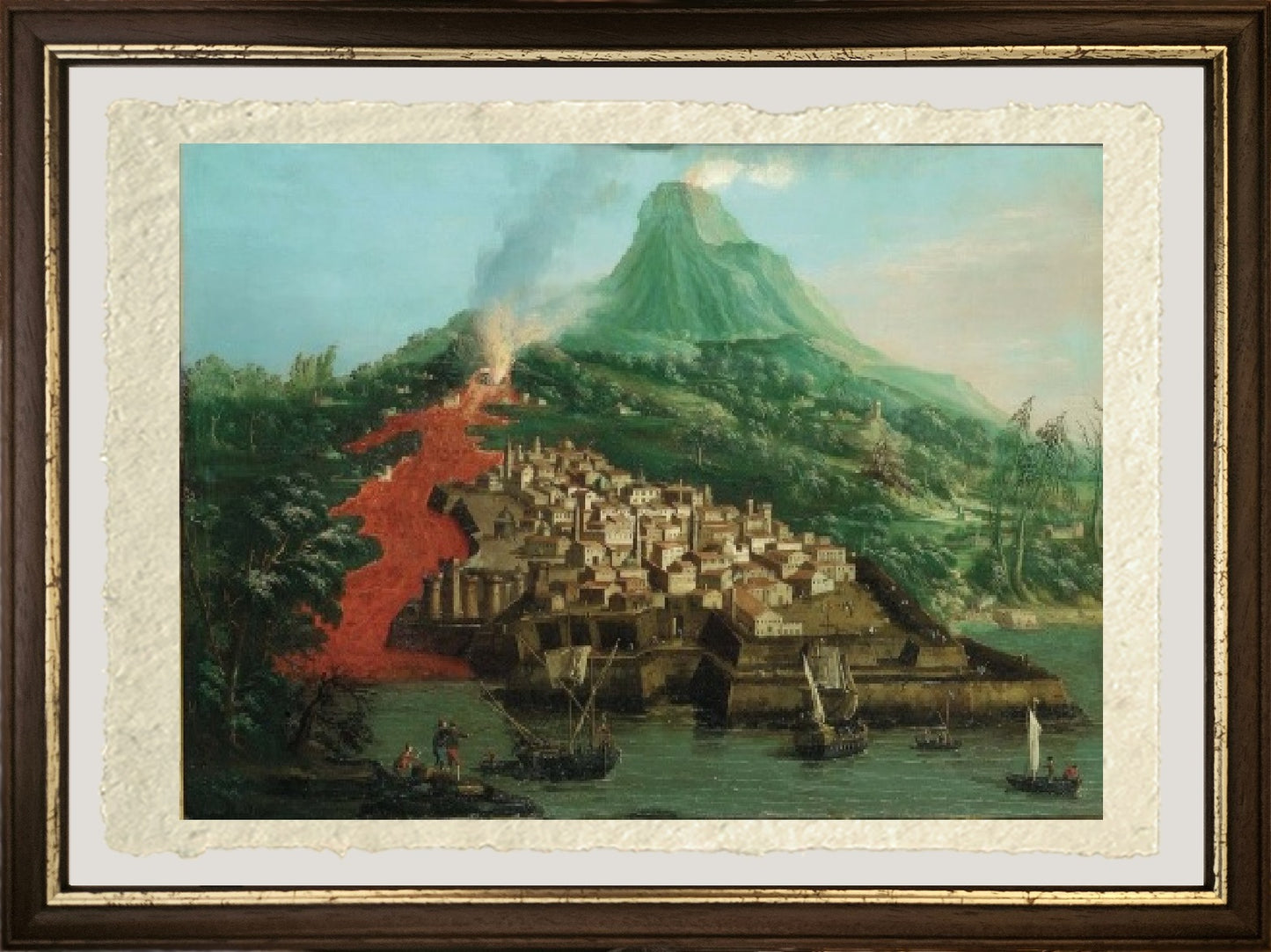 A volcanic island with a port and ships - Giovanni Antonio Canal known as Canaletto