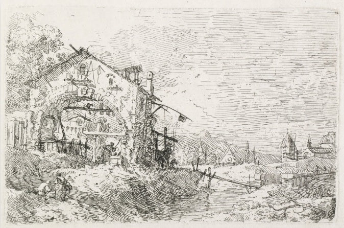 Una Donna che disegna acqua sotto un arco - Giovanni Antonio Canal detto Canaletto