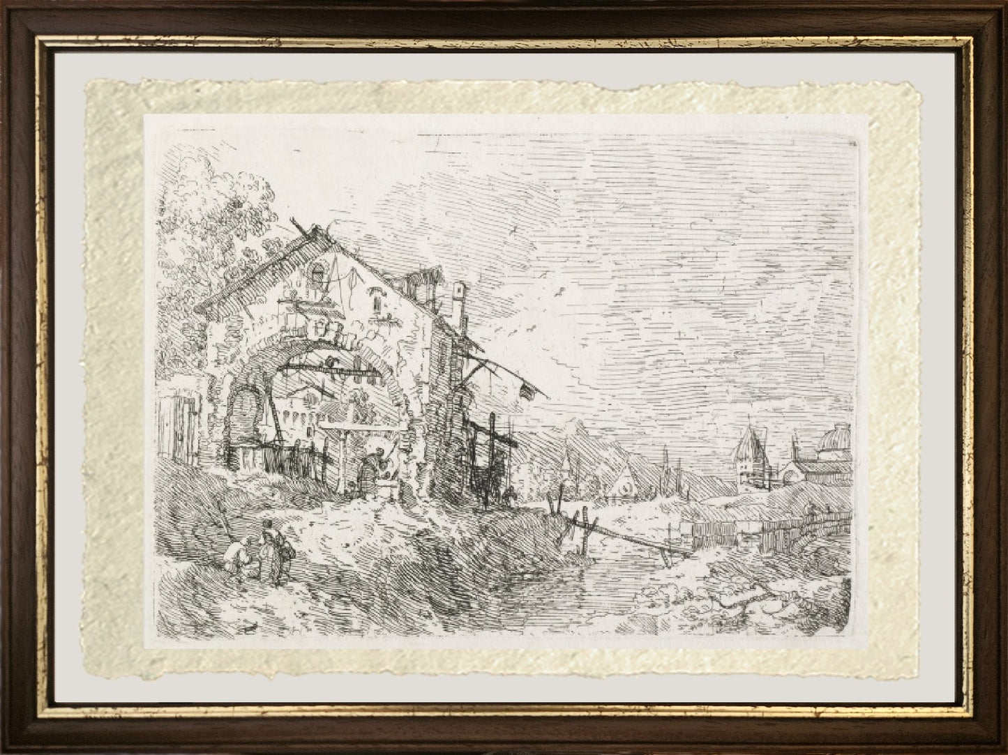 Una Donna che disegna acqua sotto un arco - Giovanni Antonio Canal detto Canaletto