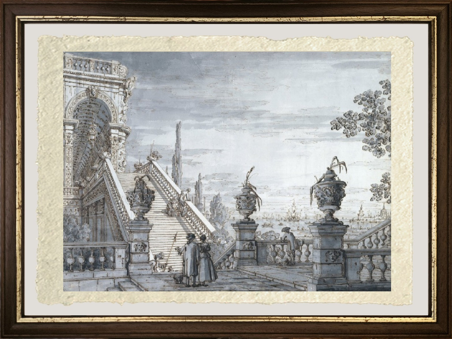 A capriccio with a monumental staircase - Giovanni Antonio Canal, known as Canaletto