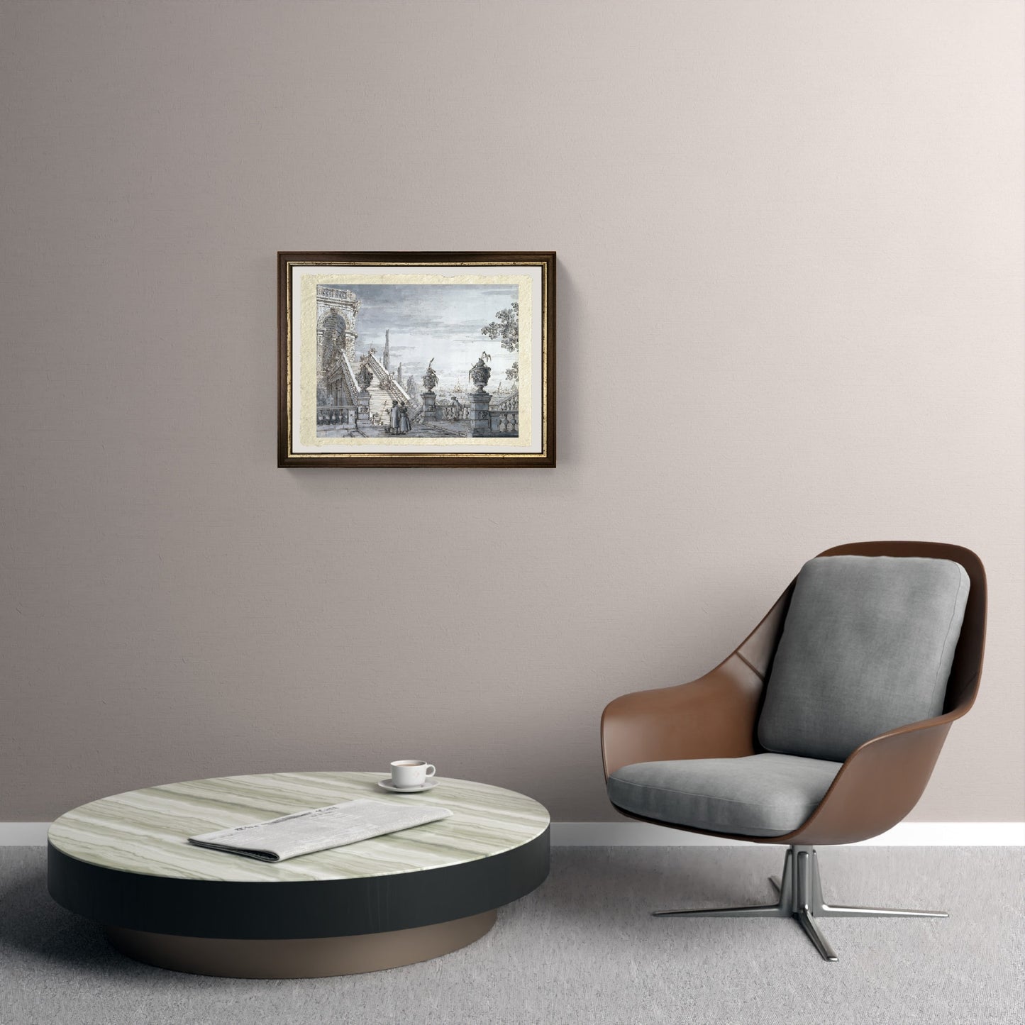 A capriccio with a monumental staircase - Giovanni Antonio Canal, known as Canaletto