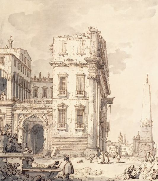 A Capriccio of a Venetian palace - Giovanni Antonio Canal, known as Canaletto