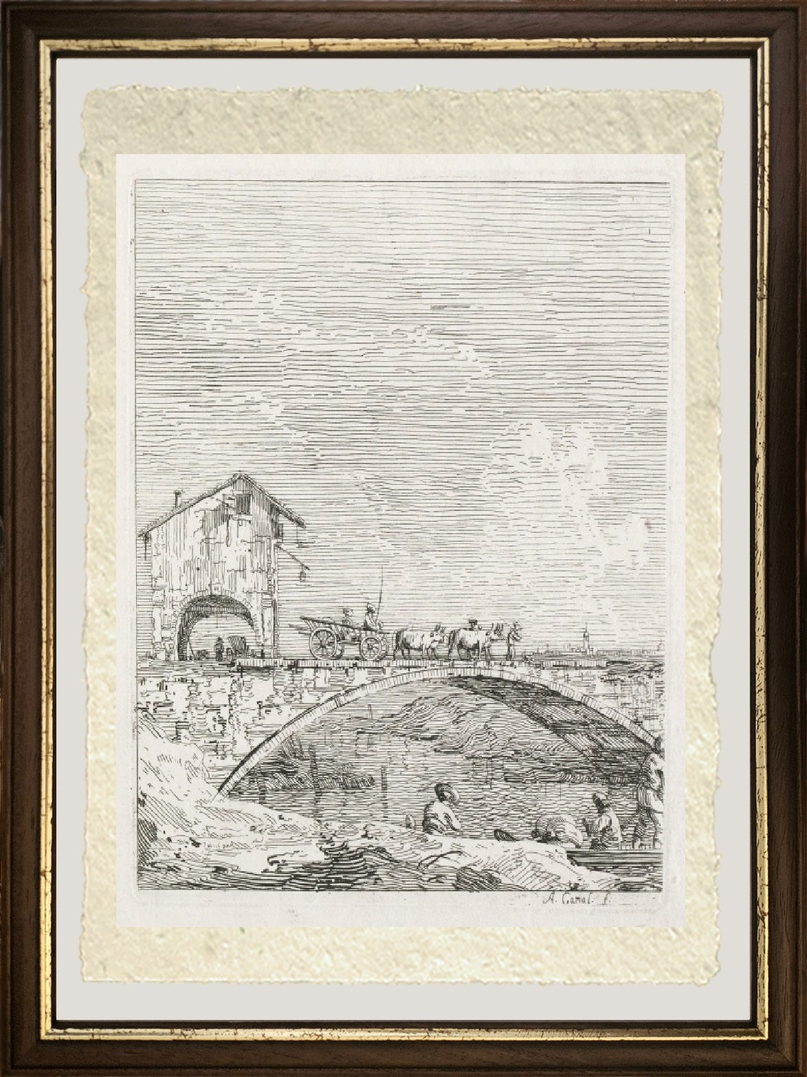 Un carro che passa su un ponte - Giovanni Antonio Canal detto Canaletto