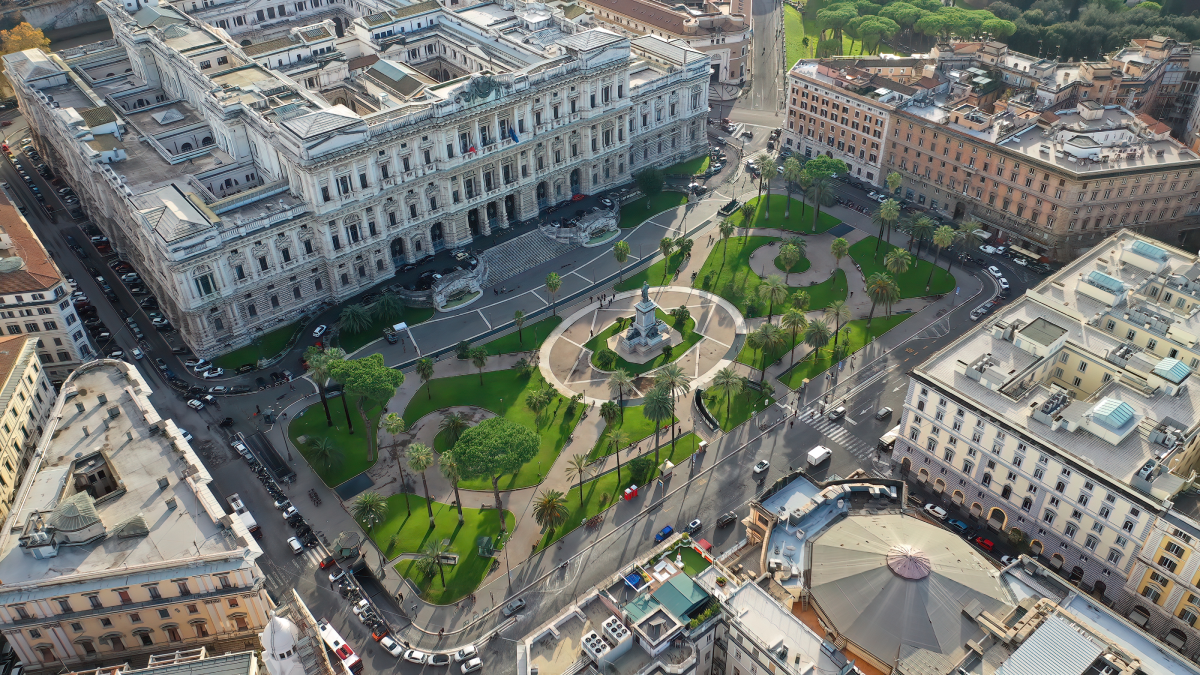 Aerial view of Piazza Cavour, Rome