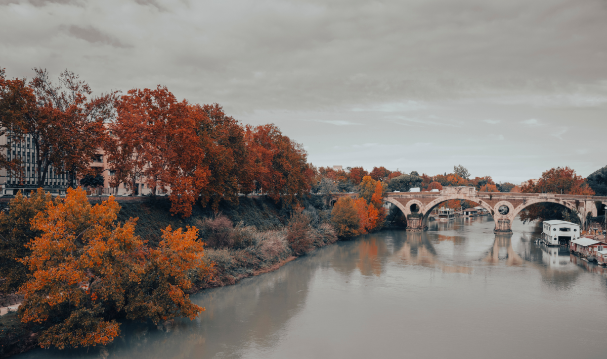 Autumn view of the Tiber, Rome
