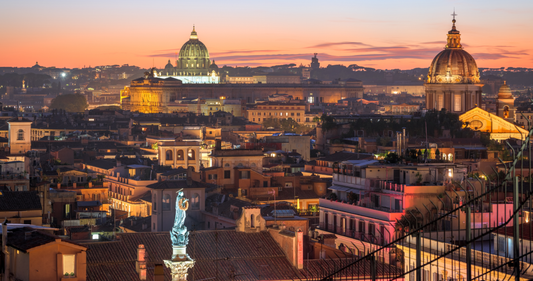 View of St. Peter's Basilica at sunset, Rome