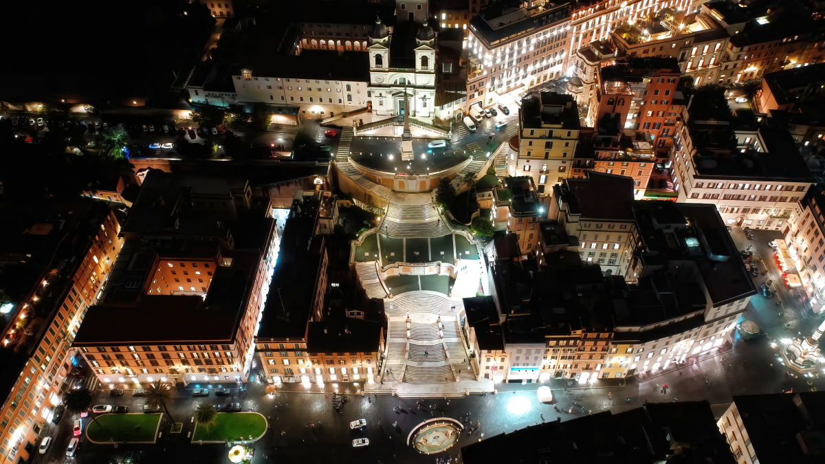 Night view of Piazza di Spagna, Rome