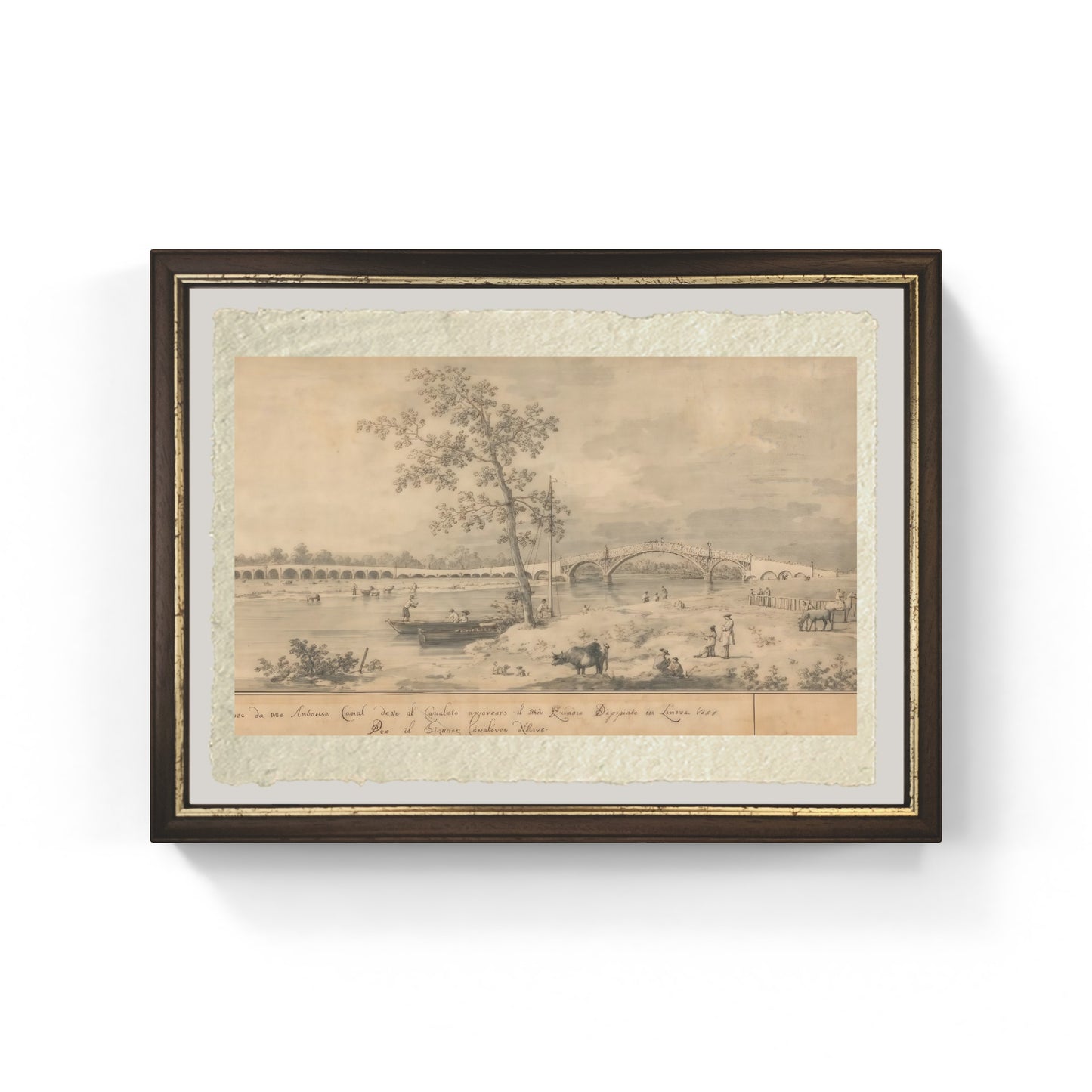 Vecchio ponte di Walton di Giovanni Antonio Canal detto Canaletto su carta Amalfi