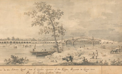 Old Walton bridge (detail) - Giovanni Antonio Canal known as Canaletto